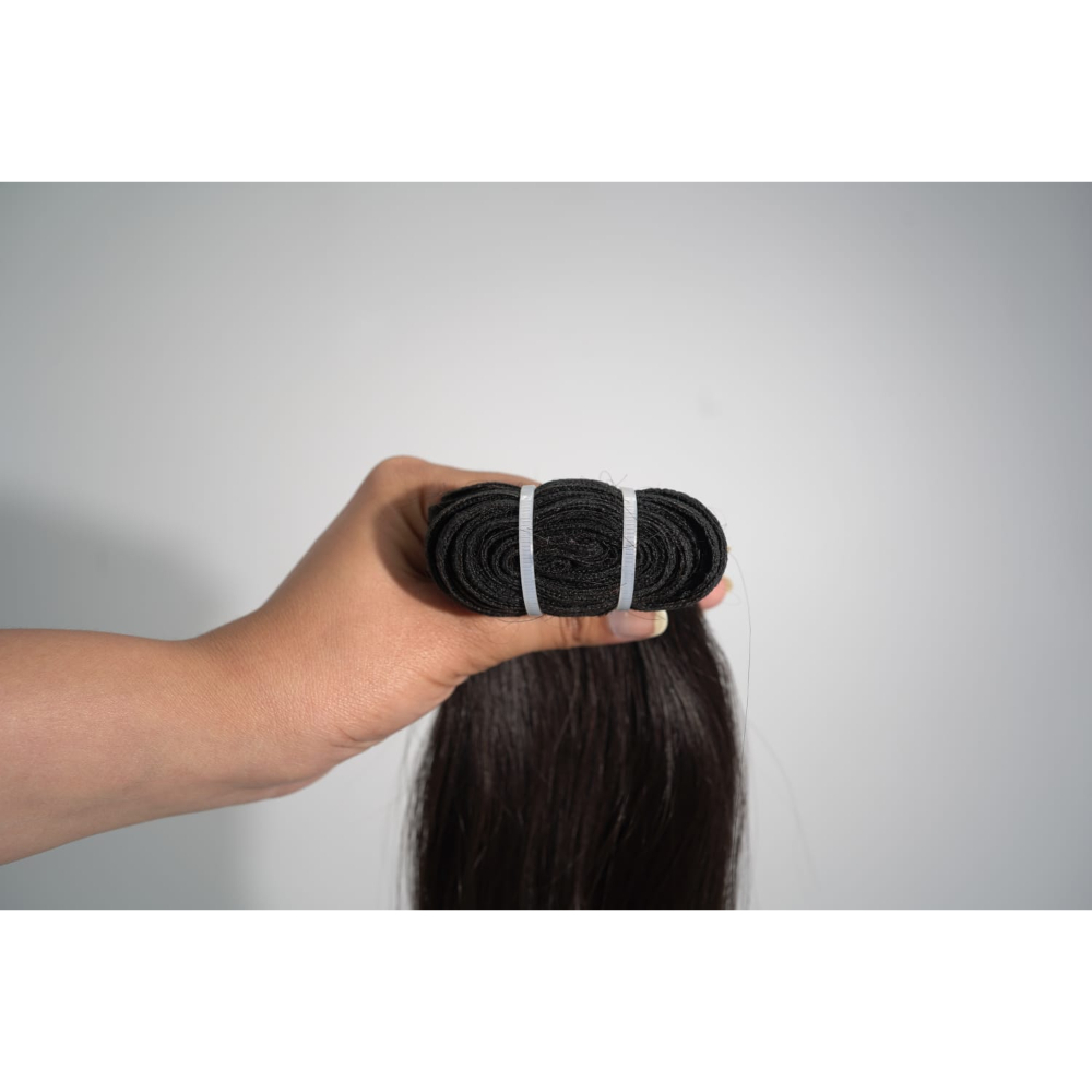 Raw Unprocessed Natural Black Machine Weft Human Hair Extensions