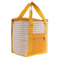 Eco-Friendly Yellow Insulated Jute Carry Bag  Zipper Closure | Reusable Shopping & Tiffin Bag | Multipurpose Travel Tote | 100% Natural Fiber