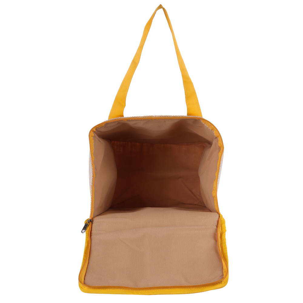 Eco-Friendly Yellow Insulated Jute Carry Bag  Zipper Closure | Reusable Shopping & Tiffin Bag | Multipurpose Travel Tote | 100% Natural Fiber