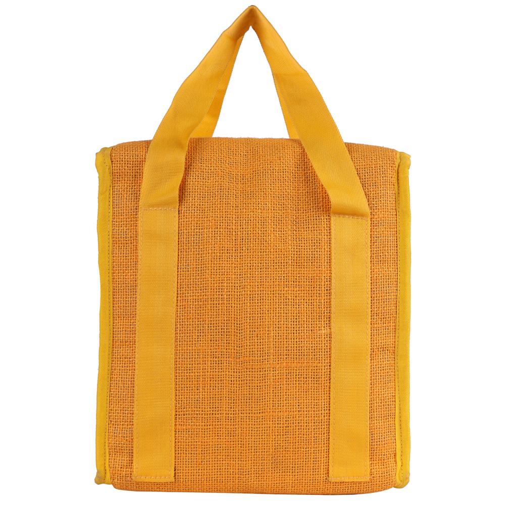 Eco-Friendly Yellow Insulated Jute Carry Bag  Zipper Closure | Reusable Shopping & Tiffin Bag | Multipurpose Travel Tote | 100% Natural Fiber