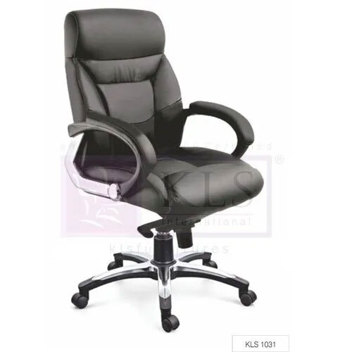KLS-1031 President Series Office Chair - Leather, Standard Size, Black Color | Handmade Artwork, Polished Finishing, Foam & Stainless Steel Materials