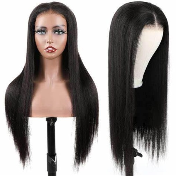 Natural Straight Heat-Resistant Wig with Centre Parting  Perfect for Daily Use, Length 26 Inches Long Full Head