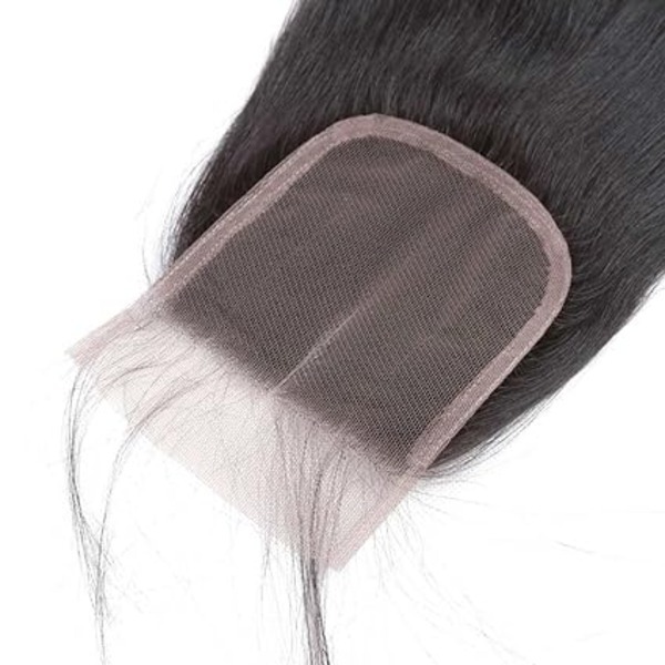 Straight Human Hair Lace Closure Topper with Baby Hair for 4x4  Women and Girls 16 Inch,
