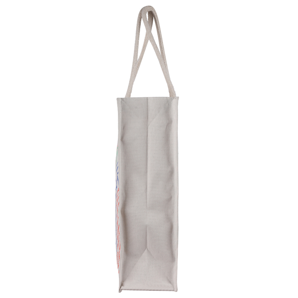 "Eco-friendly Cotton Canvas Tote Bag Aca A Large Reusable Shopping Bag With Zigzag Print (42x49x10 Cm)