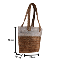 Handmade Two-Tone Jute Tote Bag with Braided Handles  Eco-Friendly, Stylish & Durable  Natural & White