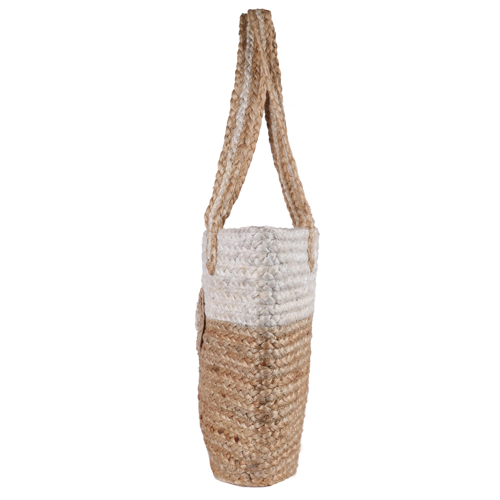 Handmade Two-Tone Jute Tote Bag with Braided Handles  Eco-Friendly, Stylish & Durable  Natural & White