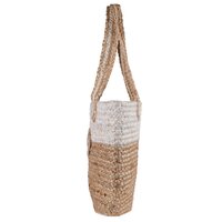 Handmade Two-Tone Jute Tote Bag with Braided Handles  Eco-Friendly, Stylish & Durable  Natural & White