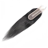 2x6 Lace Closure Straight 100% Remy Human Hair Middle T Part  Lace Closure Natural Black (8inch)