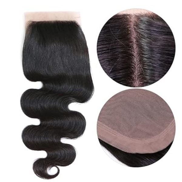 Silk Base Closure Deep Wave Brazilian Virgin Human Hair 100% Unprocessed Human Hair Top Lace Closure Queen Hair Products (14