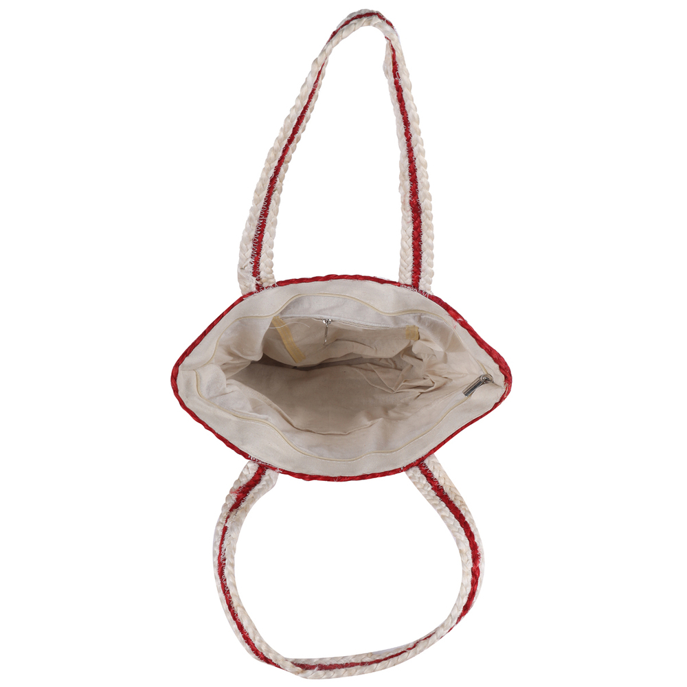 Product Title: Handmade Eco-Friendly Jute Tote Bag  Tricolor Braided Design | Sustainable Shoulder Bag for Women | Stylish & Reusable Shopping Handbag