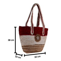 Product Title: Handmade Eco-Friendly Jute Tote Bag  Tricolor Braided Design | Sustainable Shoulder Bag for Women | Stylish & Reusable Shopping Handbag
