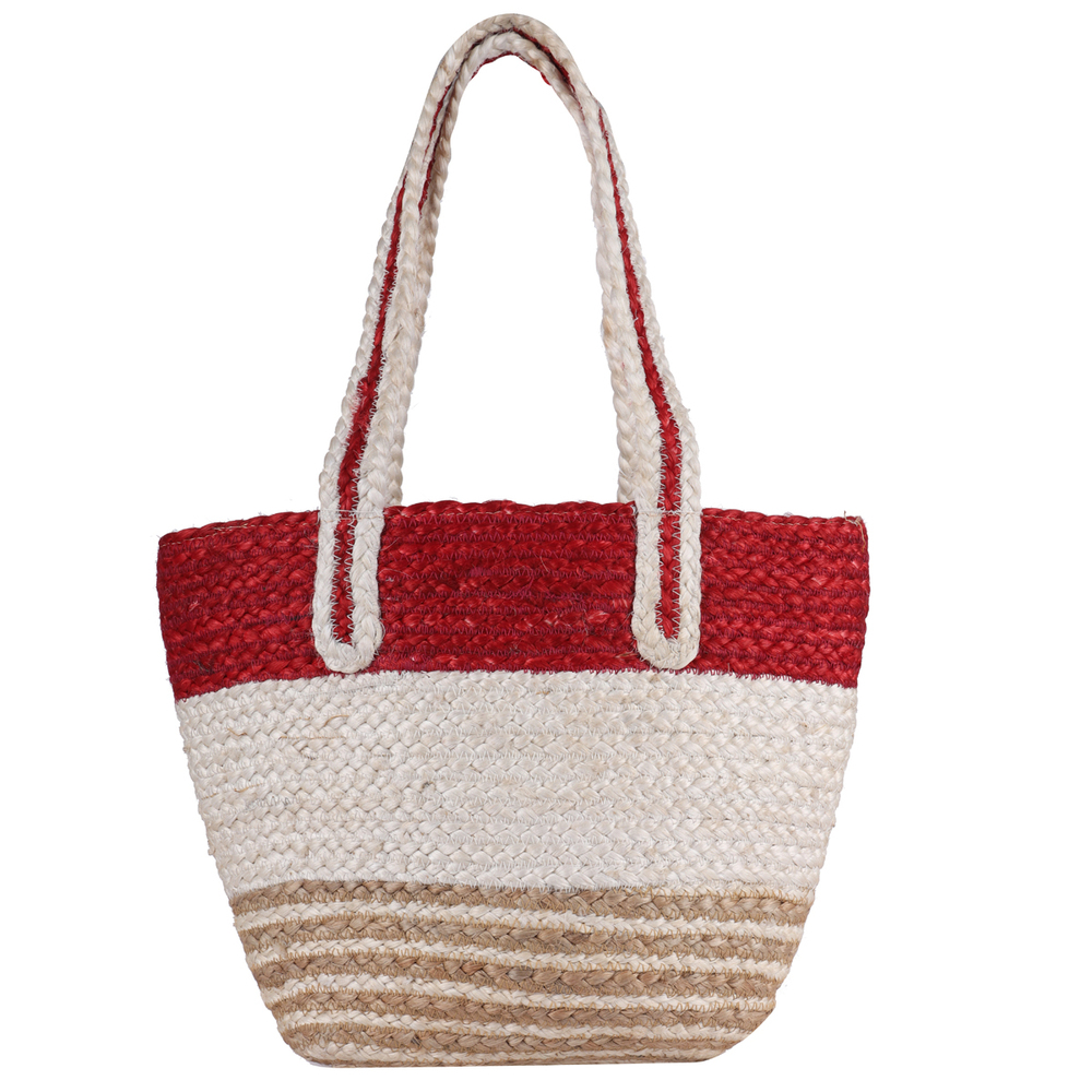 Product Title: Handmade Eco-Friendly Jute Tote Bag  Tricolor Braided Design | Sustainable Shoulder Bag for Women | Stylish & Reusable Shopping Handbag