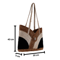 Handcrafted Eco-Friendly Jute Tote Bag with Black & Natural Color Blocking  Stylish Shoulder Bag for Women