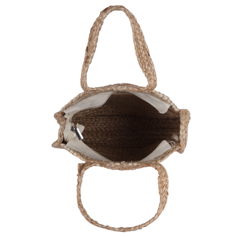 Handcrafted Eco-Friendly Jute Tote Bag with Black & Natural Color Blocking  Stylish Shoulder Bag for Women