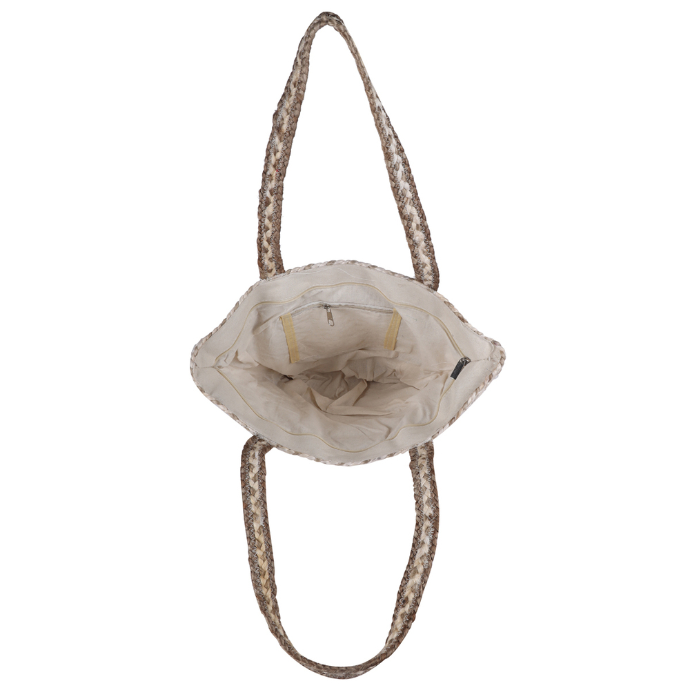 Eco-Friendly Woven Tote Bag with Flower Design  Handmade Natural Fiber Shoulder Bag for Women