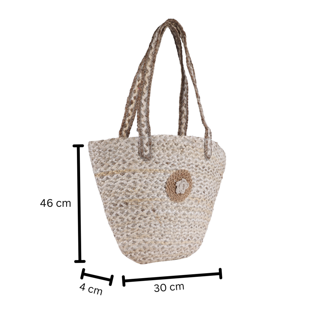 Eco-Friendly Woven Tote Bag with Flower Design  Handmade Natural Fiber Shoulder Bag for Women