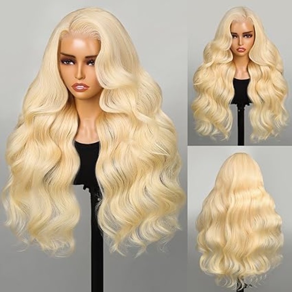 613 Blonde Lace Front Wigs Human Hair Pre Plucked 220% Density 613 Body Wave Wig Human Hair for Black Women 26 Inch