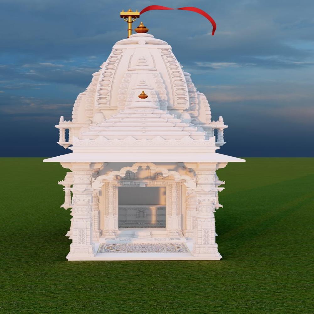 Marble Outdoor Temple - High-quality White Marble, Standard Size , Intricately Carved With Polished Finish For Durability And Elegance