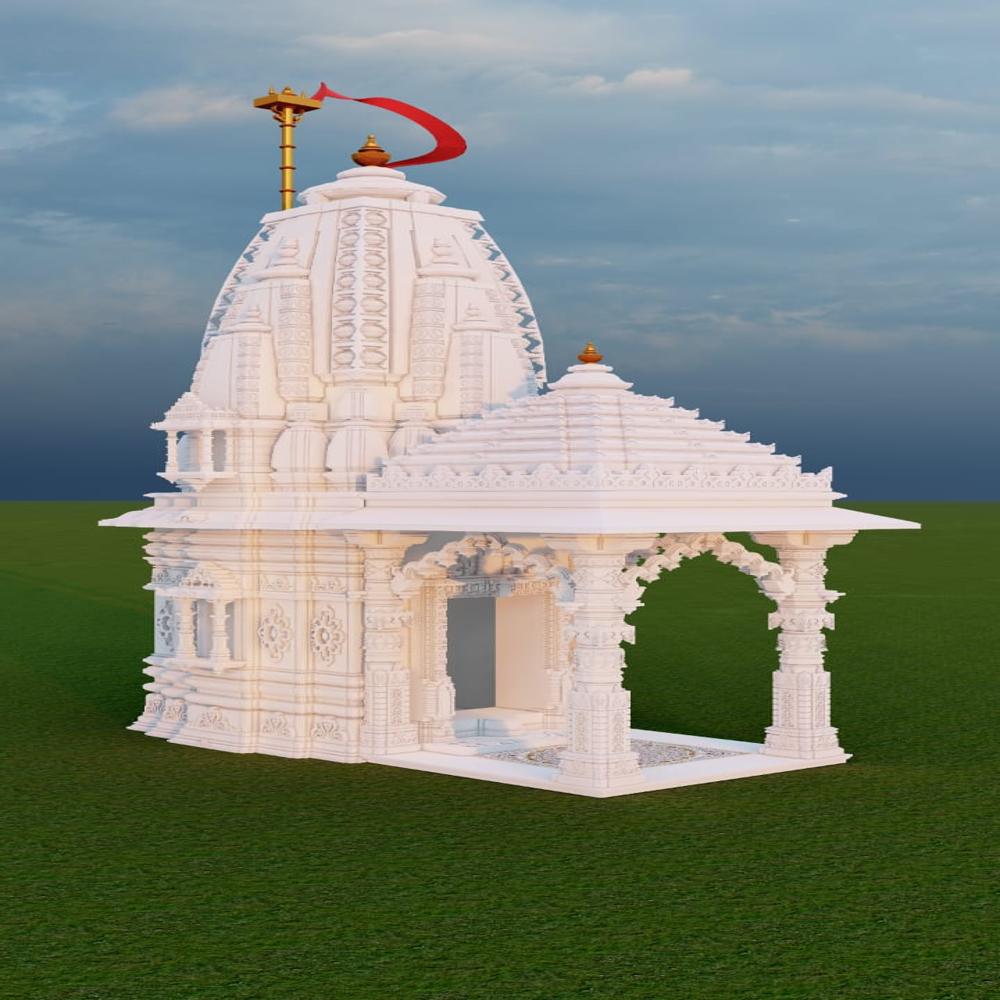 Marble Outdoor Temple - High-quality White Marble, Standard Size , Intricately Carved With Polished Finish For Durability And Elegance