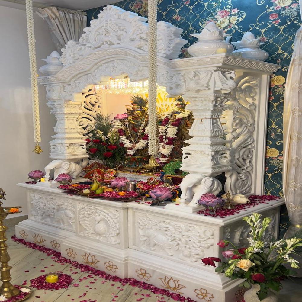 Marble Temple - High-quality Marble, Standard Size, Pristine White Color | Handcrafted With Polished And Painted Finish, Ideal For Worship Spaces