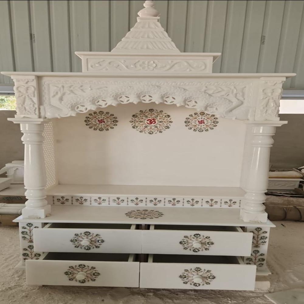 Marble Temple - High-quality Marble, Standard Size, Pristine White Color | Handcrafted With Polished And Painted Finish, Ideal For Worship Spaces