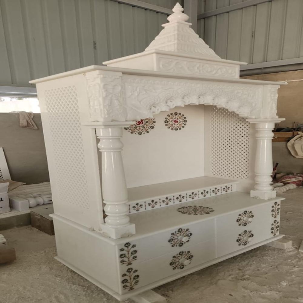 Marble Temple - High-quality Marble, Standard Size, Pristine White Color | Handcrafted With Polished And Painted Finish, Ideal For Worship Spaces