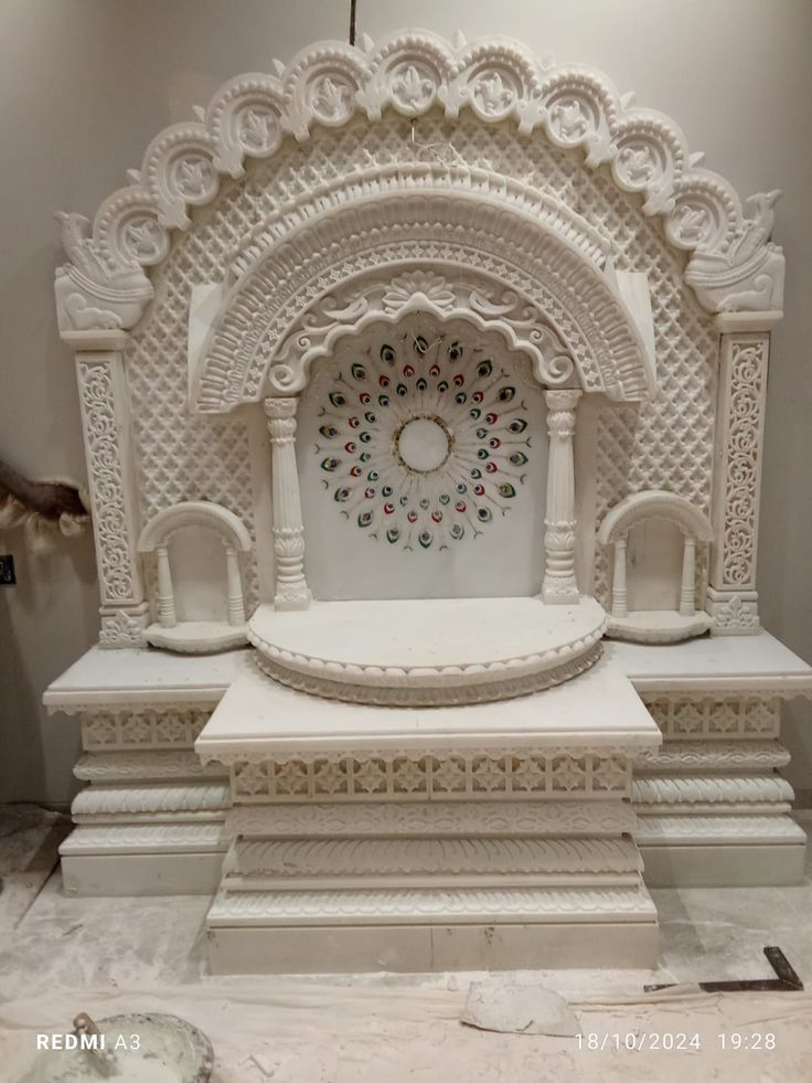 Marble Temple - High-quality Marble, Standard Size, Pristine White Color | Handcrafted With Polished And Painted Finish, Ideal For Worship Spaces