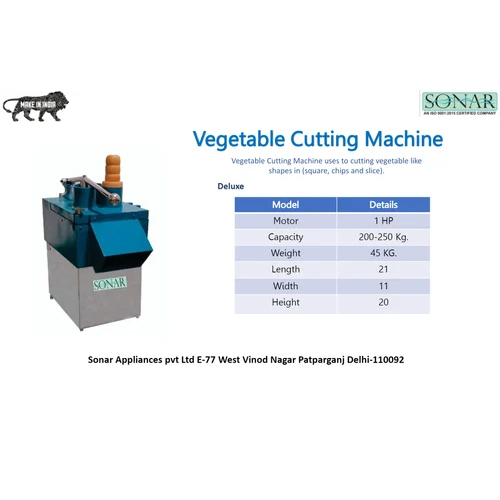 Vegetable Cutting Machine - Capacity: 120 Kg/hr
