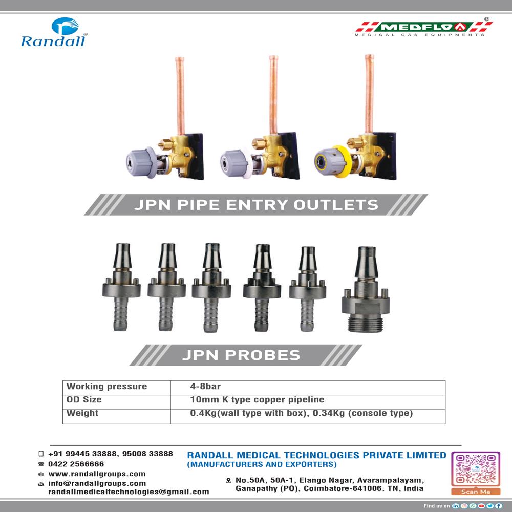 Jpn Pipe Entry Medical Gas Outlets - Application: Used In Plumbing For Connection With Pipes.