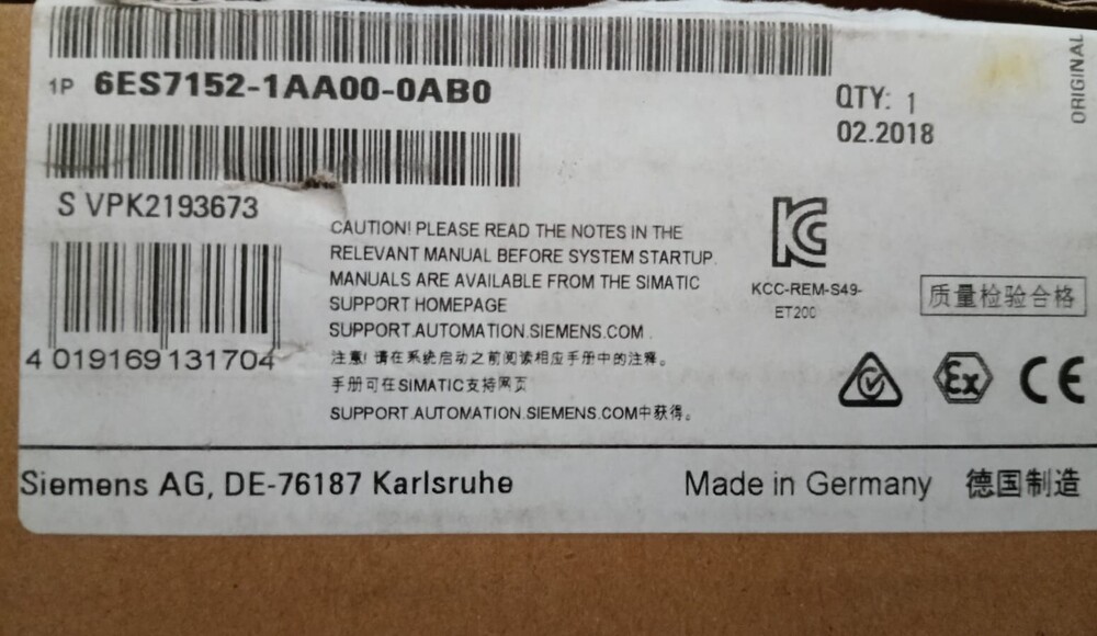 SIEMENS 6ES7 152-1AA00-0AB0 PLC (NEW OPEN BOX)