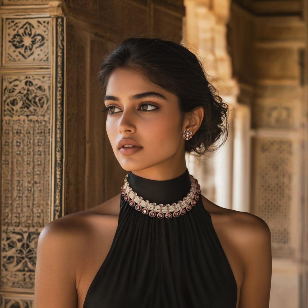 Kundan polki pearl layered necklace