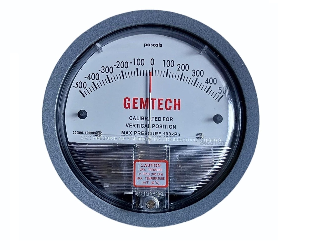 G2000-10MM GEMTECH Differential Pressure Gauge Range 10 MM Minor Divisions .20