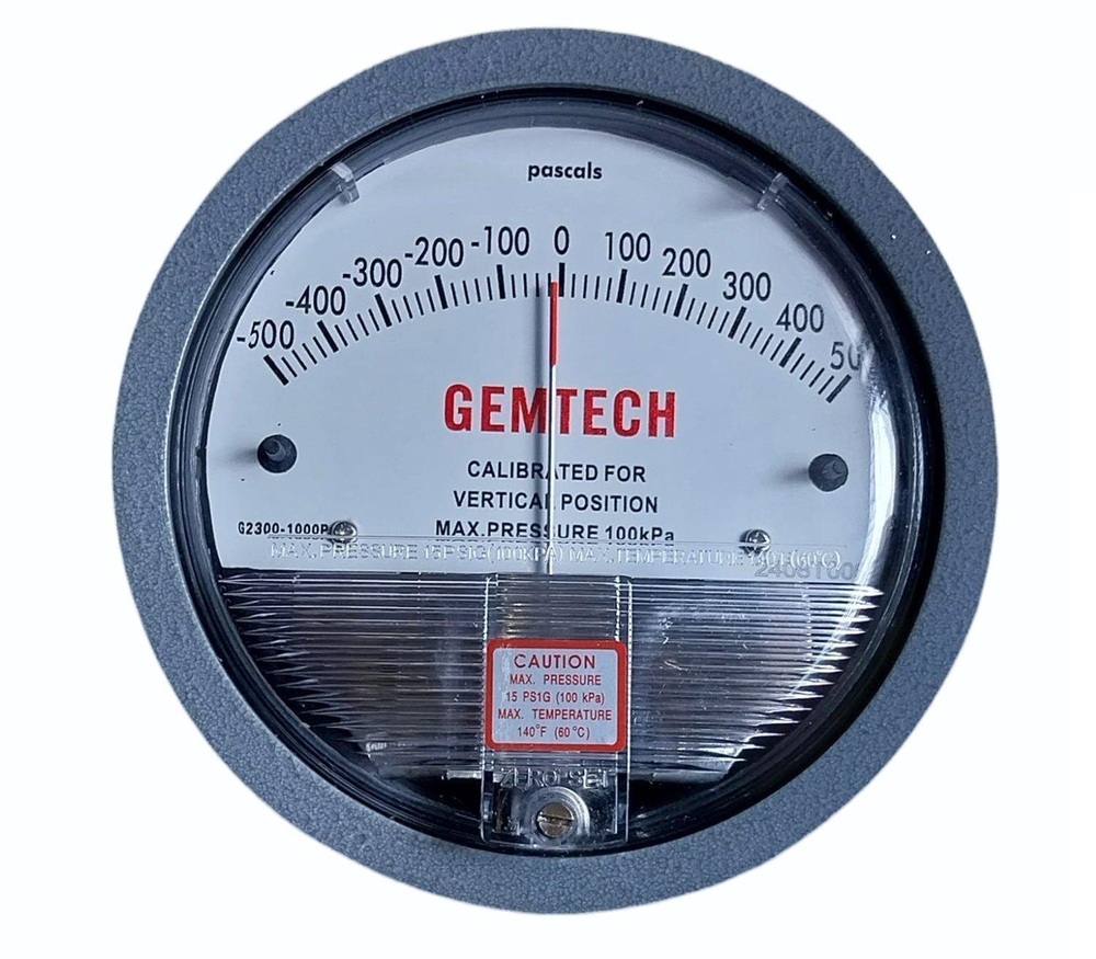 G2000-10MM GEMTECH Differential Pressure Gauge Range 10 MM Minor Divisions .20