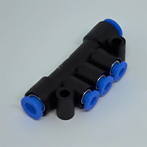 Pneumatic Triple Branch Union - Color: Black
