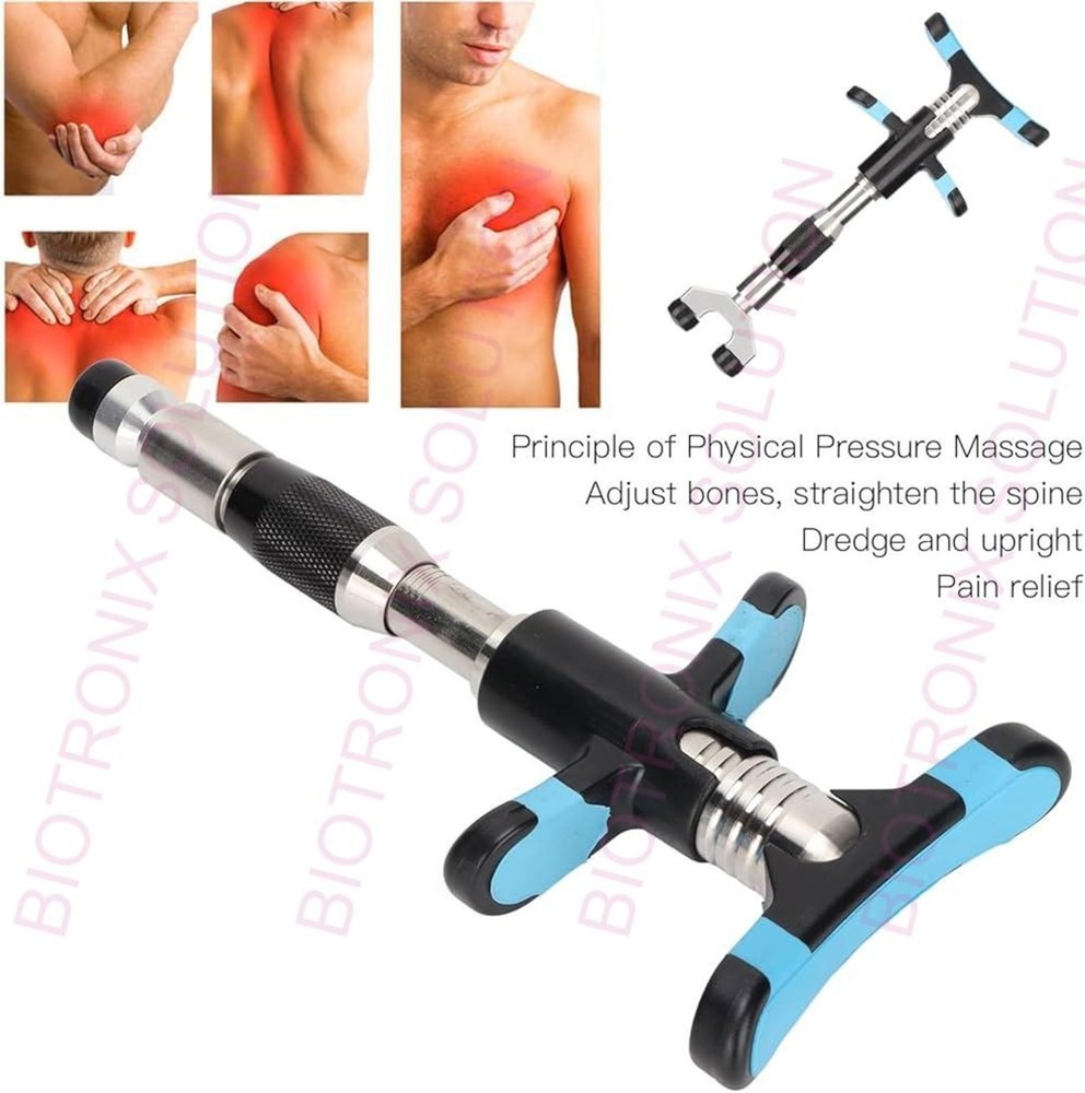 Portable Manual Chiropractor Tool Four-Head Chiropractic Adjuster for Deep Tissue Massage