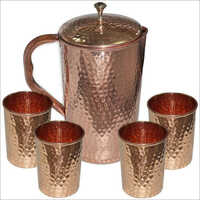 Copper Jugs And Glass Set - Color: Gold