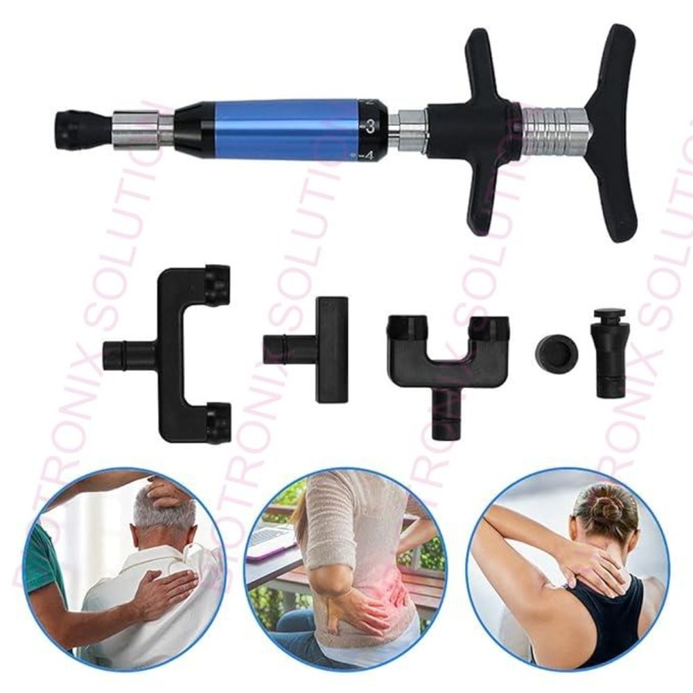 Portable Manual Chiropractor Tool Four-Head Chiropractic Adjuster for Deep Tissue Massage