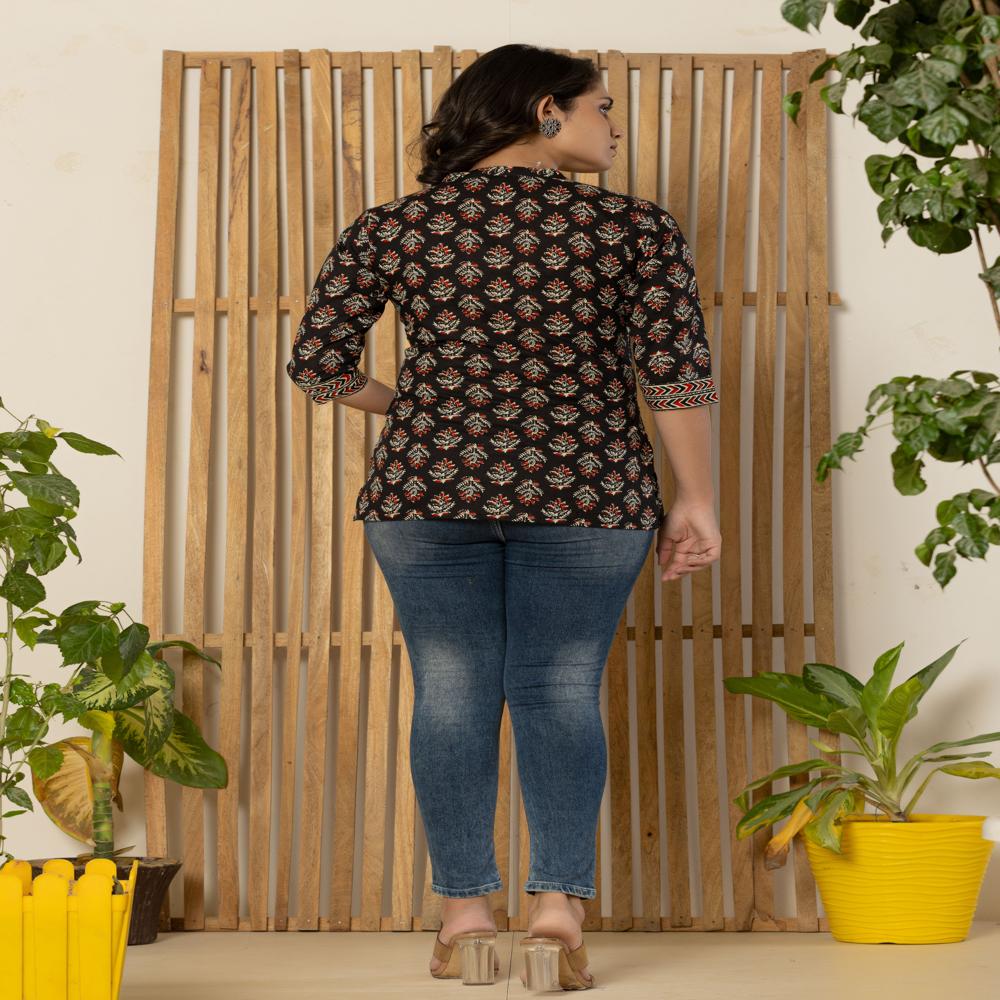 Black Cotton Short Kurti