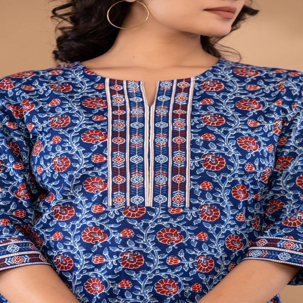 Cotton Short Kurti - Soft Cotton, Hip Length, 3/4 Sleeves, Printed Design | Casual Women's Wear For Comfort And Style