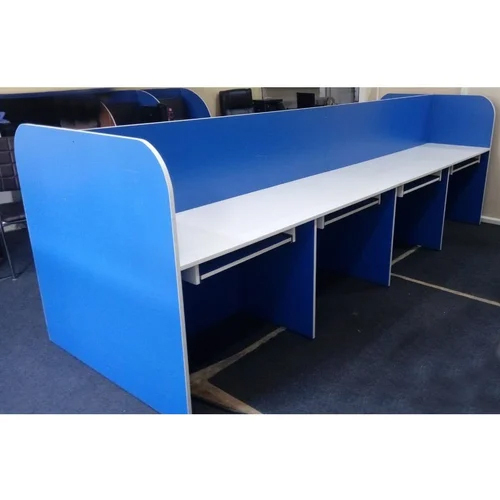 3 Feet Teak Wooden Office Partition - Color: Blue And White (Base)