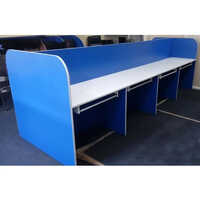 3 Feet Teak Wooden Office Partition - Color: Blue And White (base)