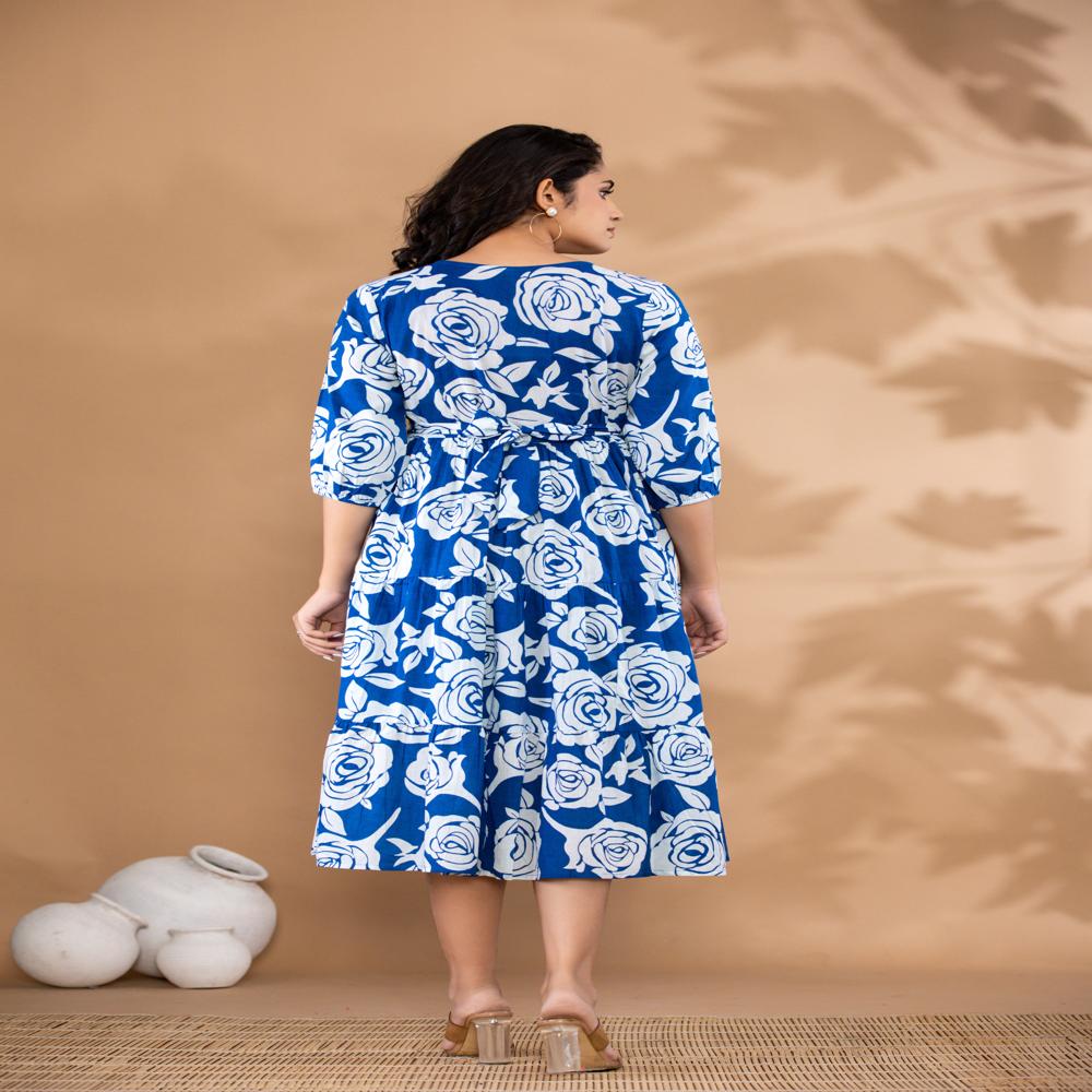 Blue Cotton One Piece Dress