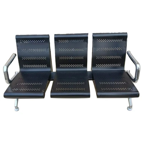 Black Three Seater Waiting Chair - Design: Plain