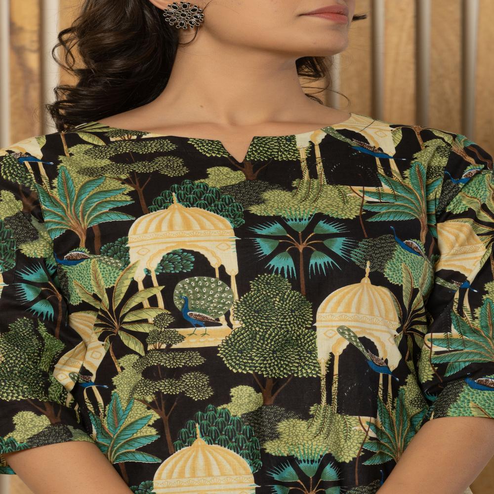 Black Jungle Print Night Suits Plus Size