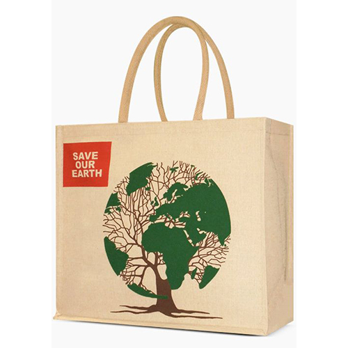 Juco Bag - Fabric & Wood, 12x15x5 Inches, Beige | Open Top Closure, Wooden Handle, Ideal For Carrying Personal Items & Documents