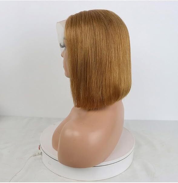 Golden Color Hair 13x4 Frontal Lace Wig for Women, Lady, Gril, Glueless Wigs Human Hair ( 12 INCH)