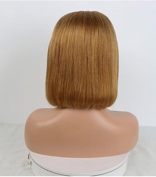 Golden Color Hair 13x4 Frontal Lace Wig for Women, Lady, Gril, Glueless Wigs Human Hair ( 12 INCH)