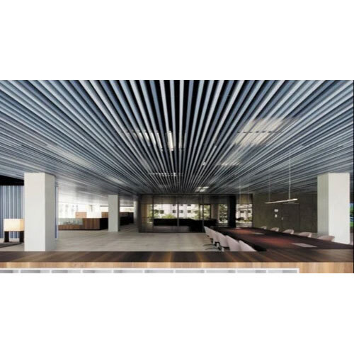 Baffle Ceiling System - Stainless Steel, 2mm Thickness, White Color | Industrial Application, Plain Paint Finishing, Sophisticated Design