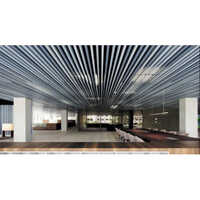 Baffle Ceiling System - Stainless Steel, 2mm Thickness, White Color | Industrial Application, Plain Paint Finishing, Sophisticated Design