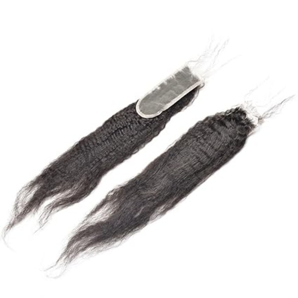 Premium Remy Hair Closure Natural Black With Baby Hair (10inch, 2x6 ks Yaki Closure)